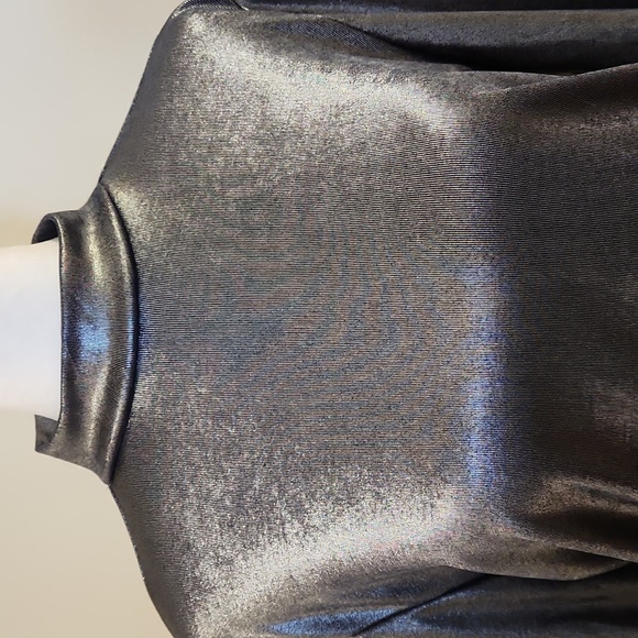 Forever 21~ Silver Metallic Mock Neck Top Size 2X - Picture 2 of 6